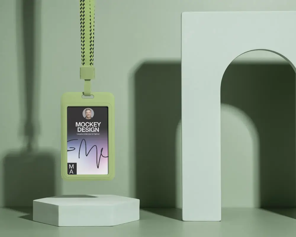 Premium Lanyard Id Badge Holder Mockup For Professional Event Access Control Design
