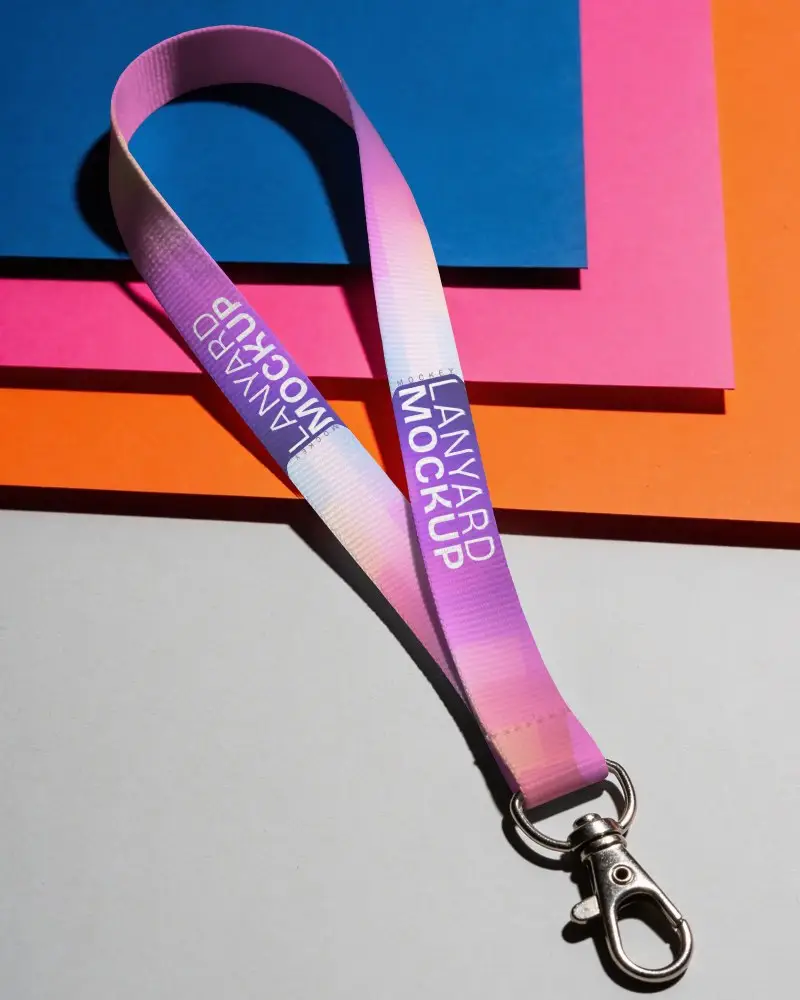 High Quality Custom Lanyard Mockup With Metal Clasp Ideal For Id Badges And Keys Carrying
