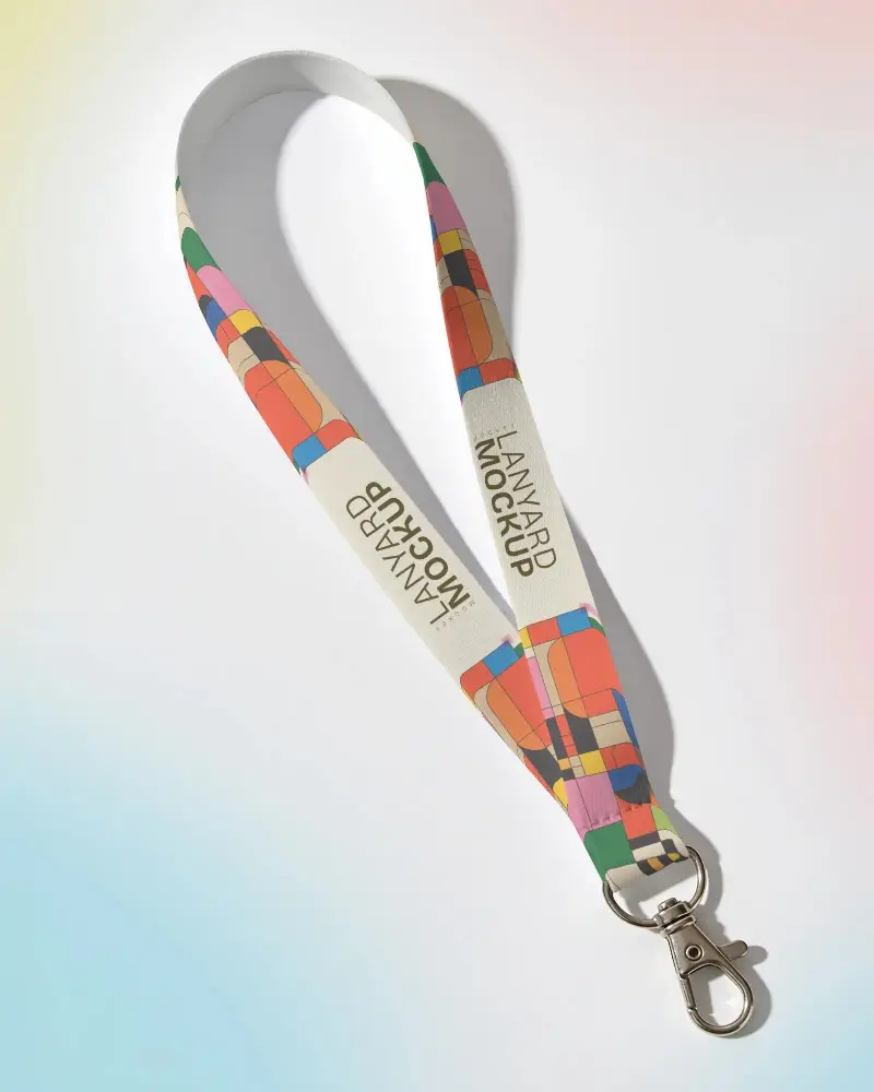 Smooth Fabric Lanyard Mockup With Metal Clip Ideal For Id Badges And Access Card Holders