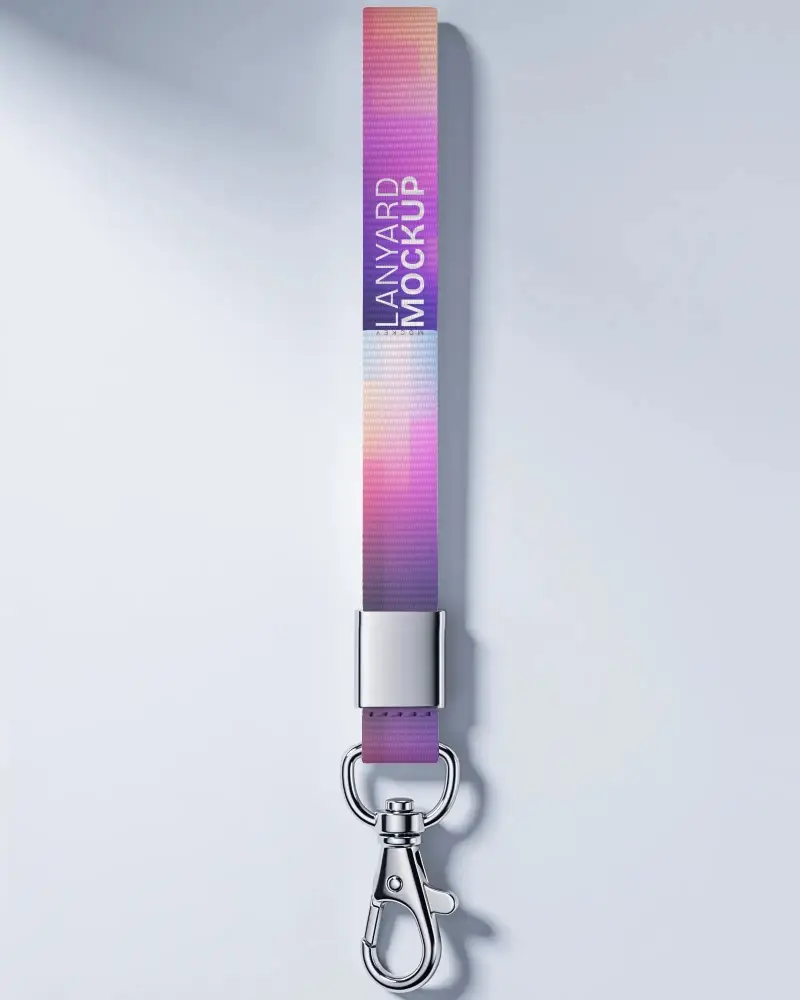 Durable Metal Hook Lanyard Mockup With Adjustable Synthetic Strap Easy Access