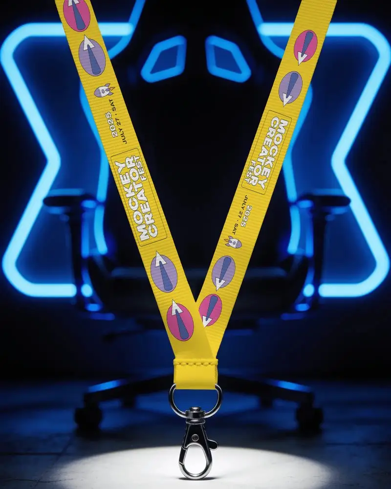 Durable Smooth Lanyard Mockup With Metal Clip For Secure Id Badges And Keys Corporate Use
