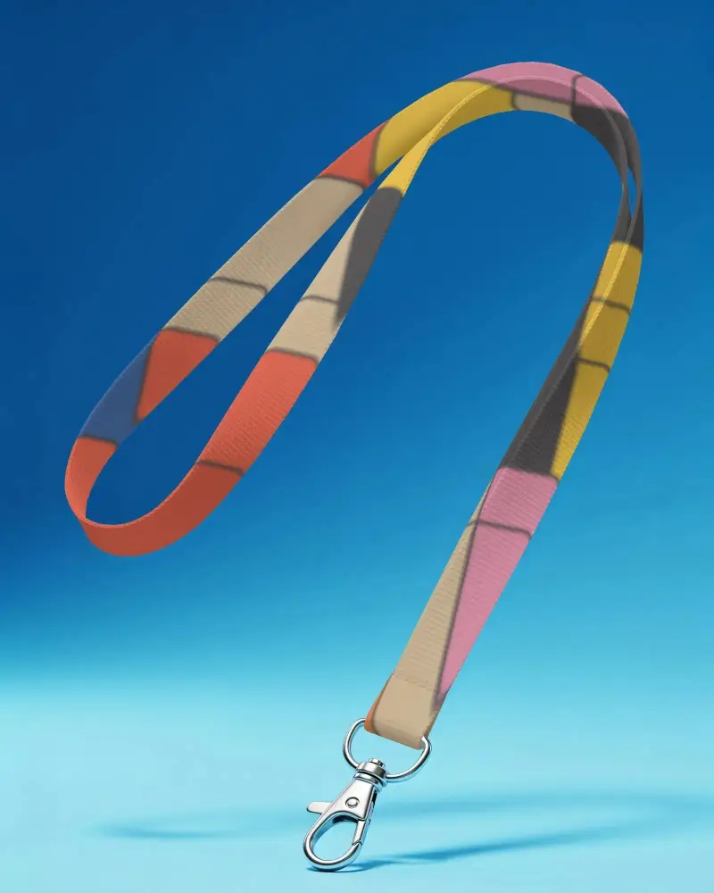 Realistic Lanyard Mockup Details With Secure Clip Attachment For Promotional Uses
