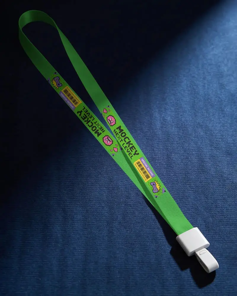 Clean Flat Lanyard Mockup With Detachable Clip Showcasing Accessory Customization Options