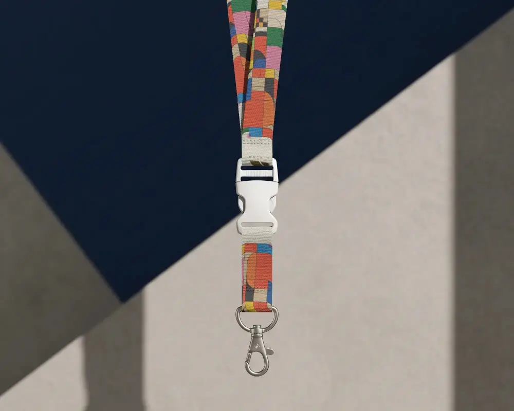 Customizable Lanyard Mockup With Detachable Buckle And Metallic Swivel Hook Attachment