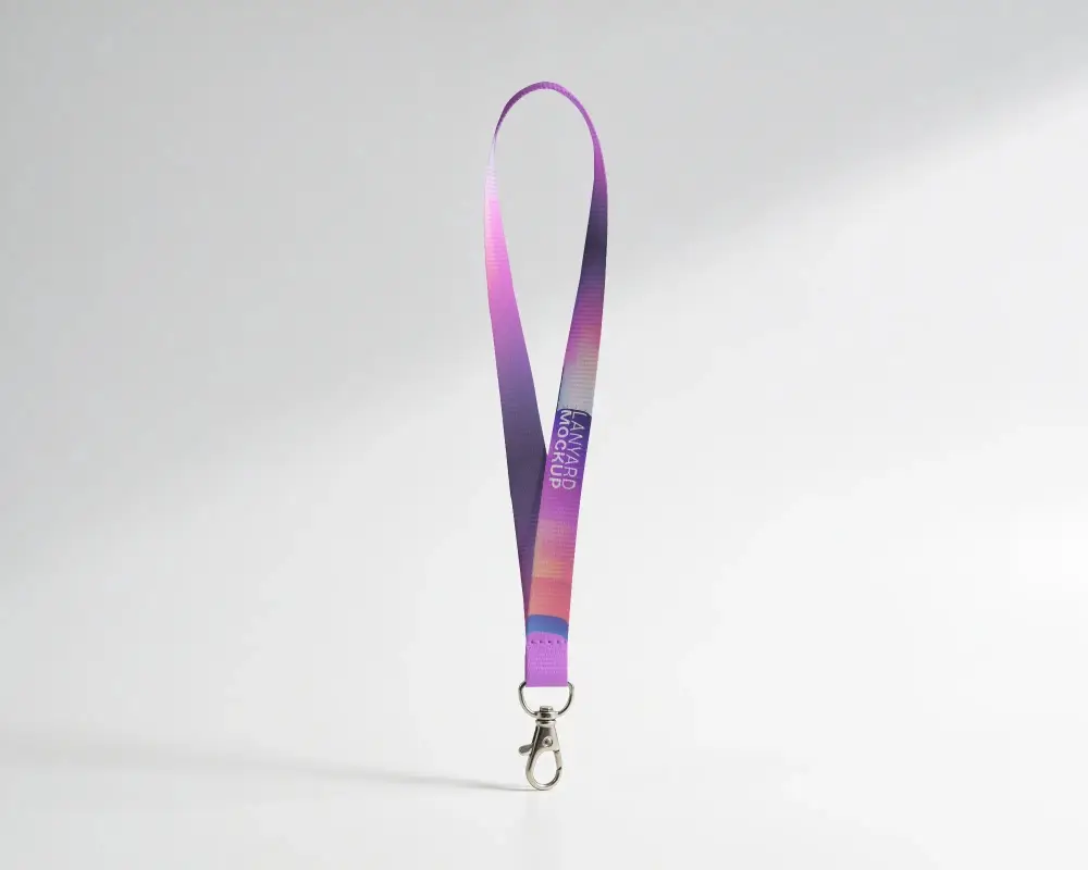 Customizable Lanyard Mockup With Metal Clip Perfect For Branding And Promotional Products