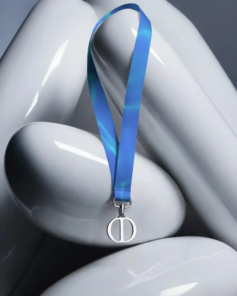 Premium Lanyard Mockup With Metallic Logo Charm For Elegant Id Card Holders Or Key Accessories