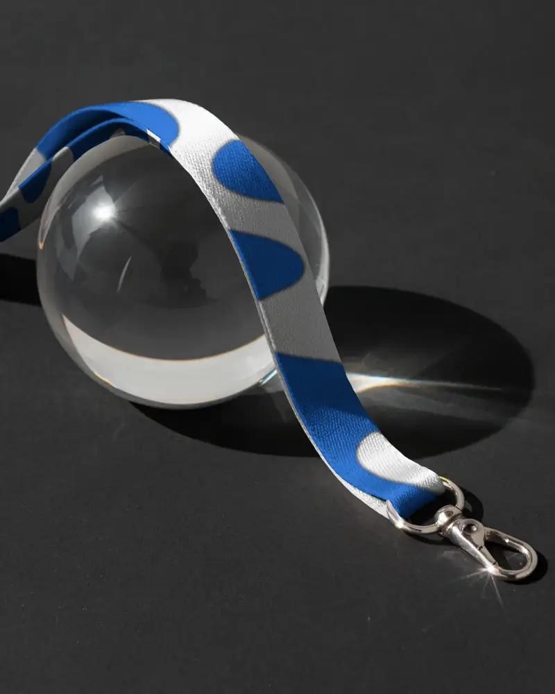 Sleek Satin Lanyard Mockup With Metal Clip And Crystal Ball Stylish Accessory For Badge Holding