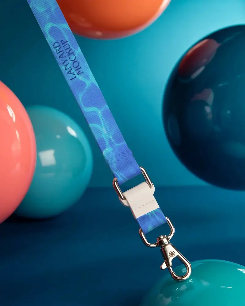 Customizable Lanyard Mockup With Metal Clip For Branding And Id Badge Display Presentation
