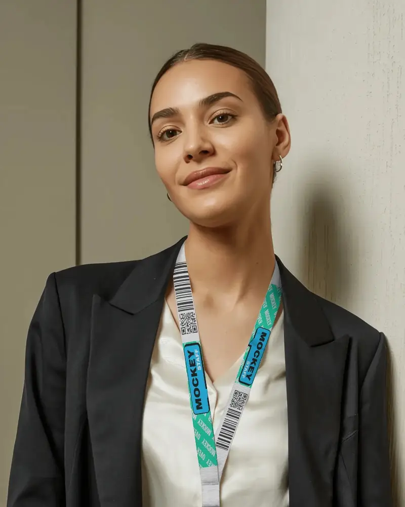 Premium Lanyard Mockup Template For Workplace Access Badge Or Promotional Gift