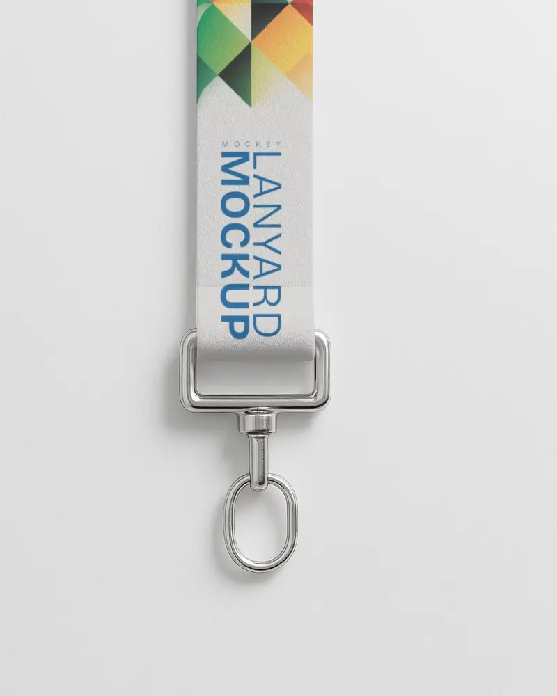Close Up Lanyard Mockup With Metal Clip Isolated On White Background Professional Id Card Lanyard Mockup For Branding And Promotional Events High Resolution Presentation