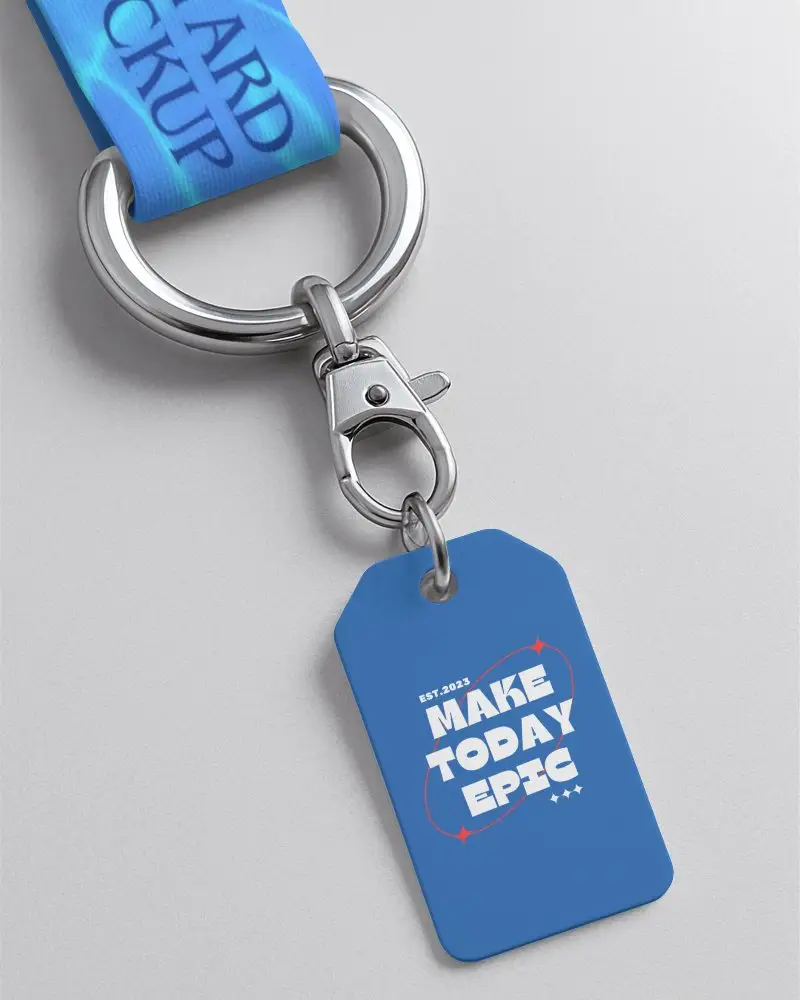 Close Up Lanyard Mockup With Metal Ring And Tag Isolated On Light Background High Resolution Template For Custom Logo Branding Id Badge Accessory Professional Presentation