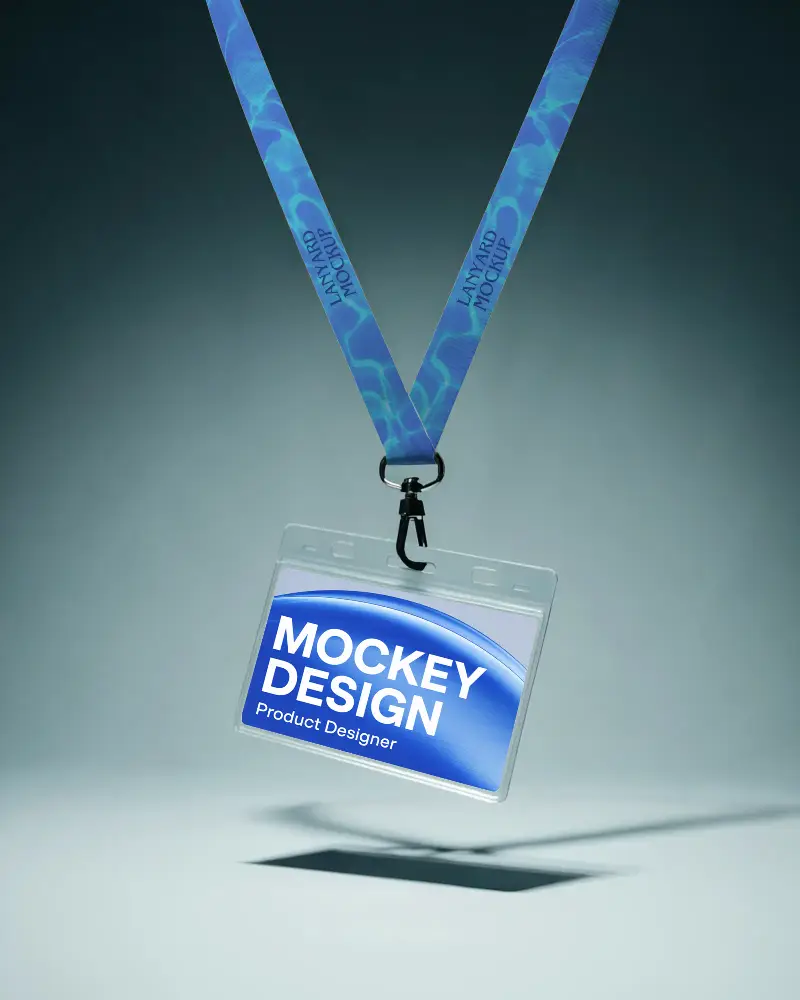 Professional Badge Lanyard Mockup For Corporate Events And Conferences Showcasing Clear Id Holder