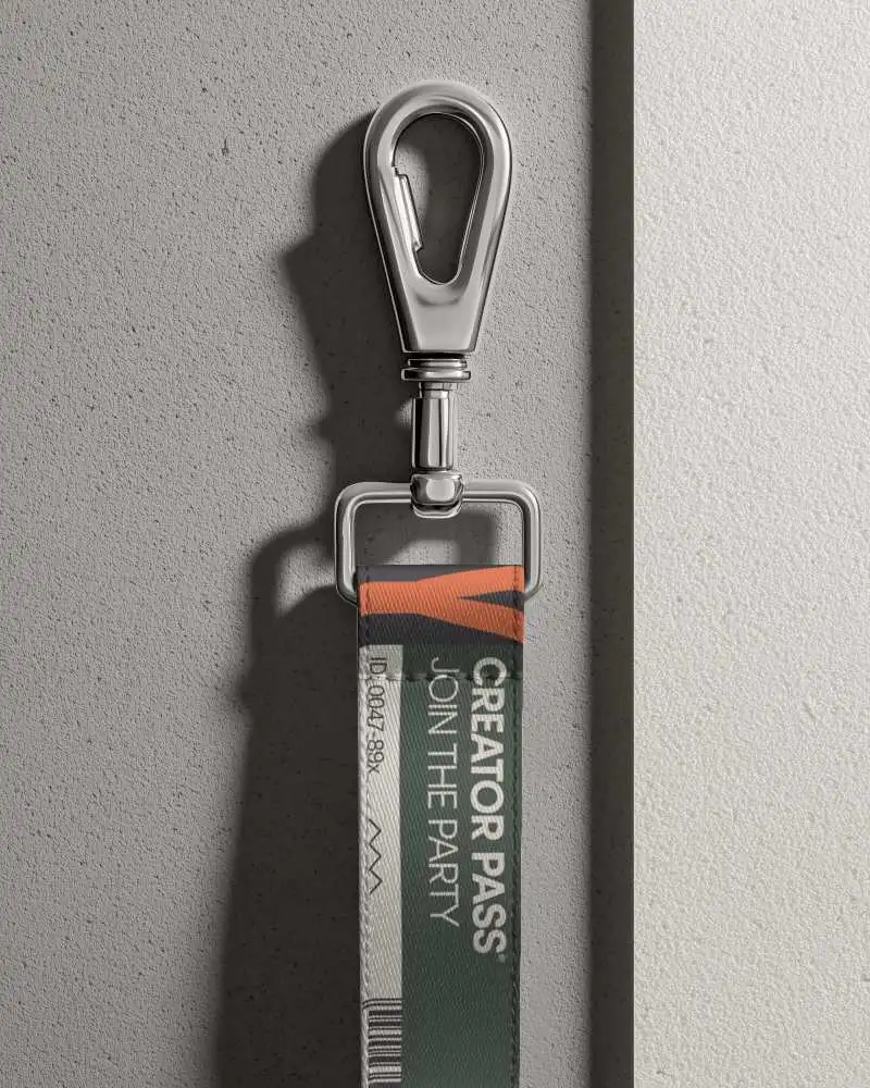 Sleek Lanyard Mockup With Metal Hook Attachment For Advertisement And Design Presentation