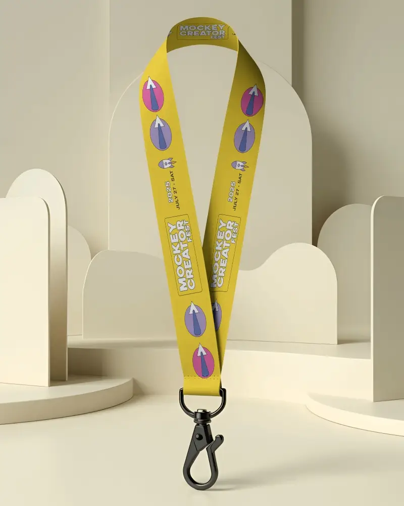 Custom Printable Lanyard Mockup With Easy To Use Clip For Personalized Branding And Promotion Use