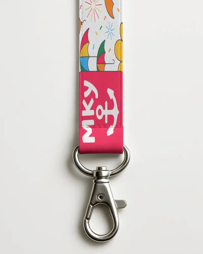 Premium Leather Lanyard Mockup With Metal Snap Hook For Secure Id Badge Or Key Attachment