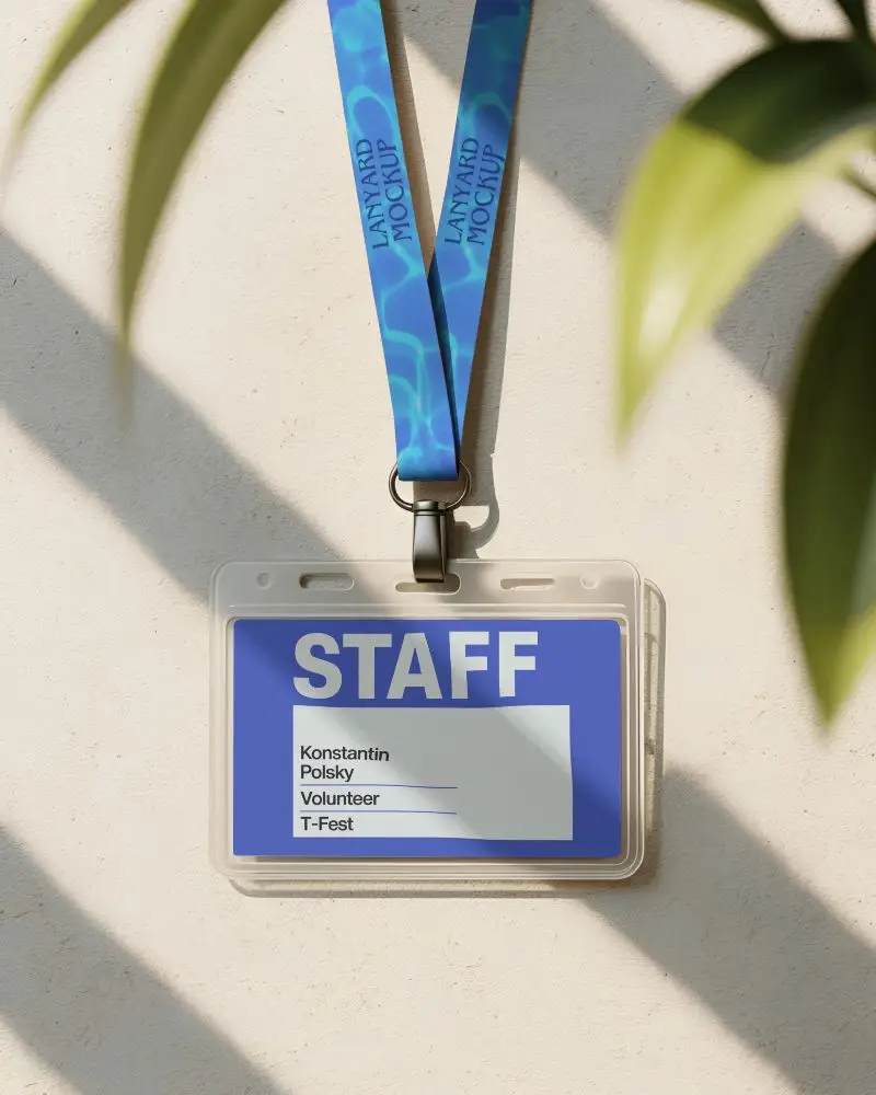 Minimalist Lanyard Mockup Design Showcasing Clear Plastic Id Card For Easy Identification