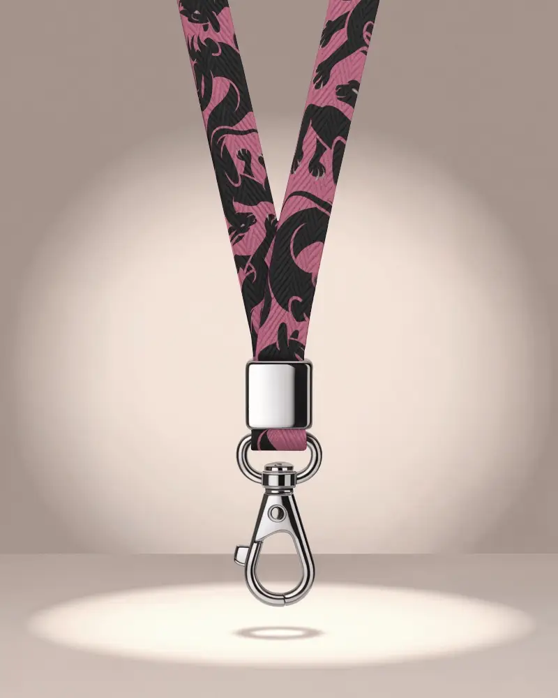 Realistic Lanyard Mockup With Closeup Fabric Texture And Metal Holder