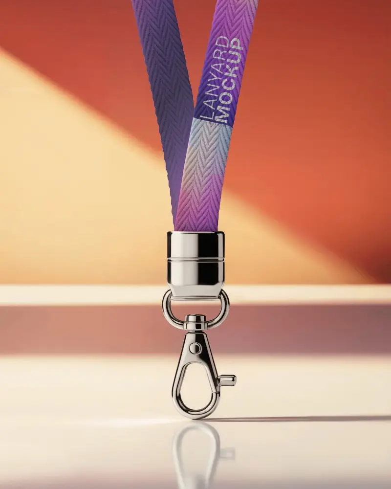 High Quality Lanyard Mockup With Metal Swivel Hook For Secure Id Badge Or Access Card Display