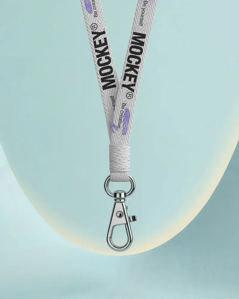 Professional Lanyard Mockup With Strong Weave Pattern And Rotating Metal Clip