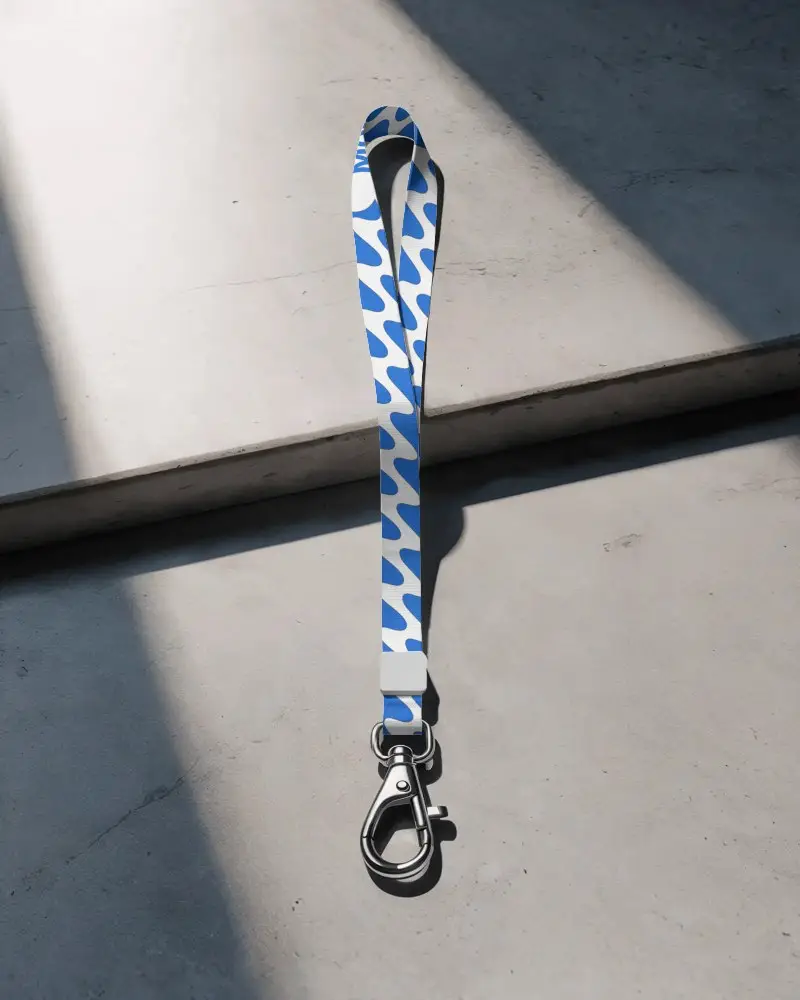 Sleek Metal Clip Lanyard On Minimalist Concrete Background Ideal For Custom Designs