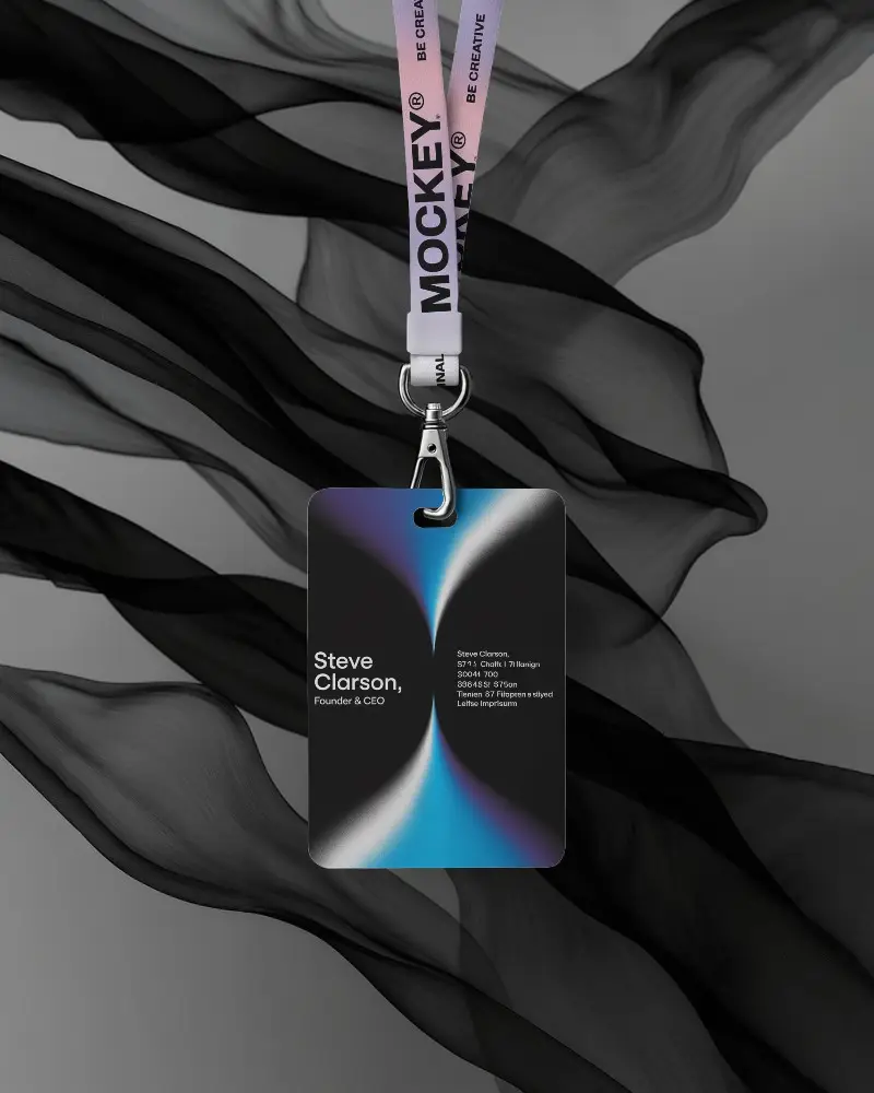 Realistic Badge Holder And Lanyard Mockup For Identity Card Design Showcase