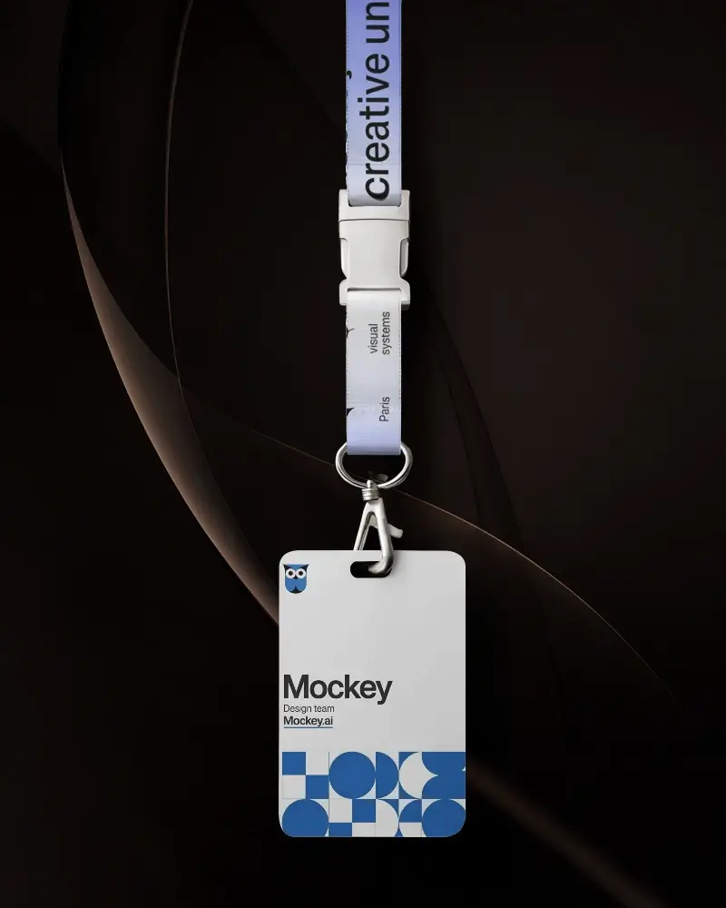 Premium Lanyard Mockup With Detachable Clip And Id Badge Slot For Easy Access And Secure Holding