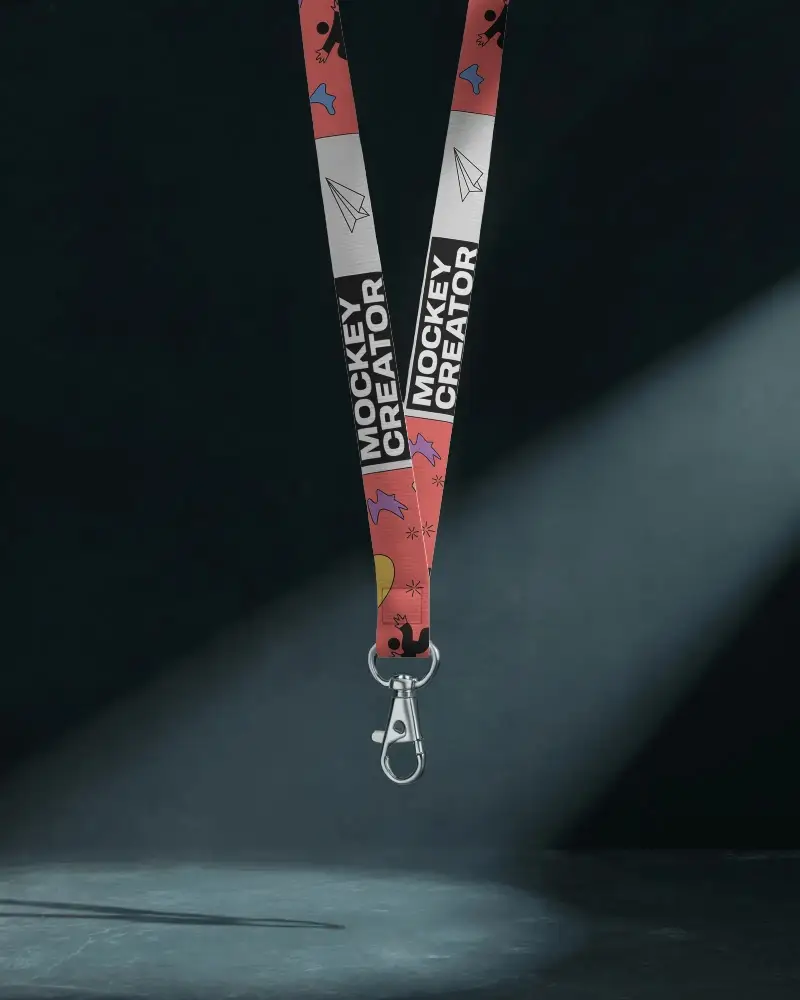 Sleek Minimalist Lanyard Mockup With Detachable Metal Hook Perfect For Branding Purposes