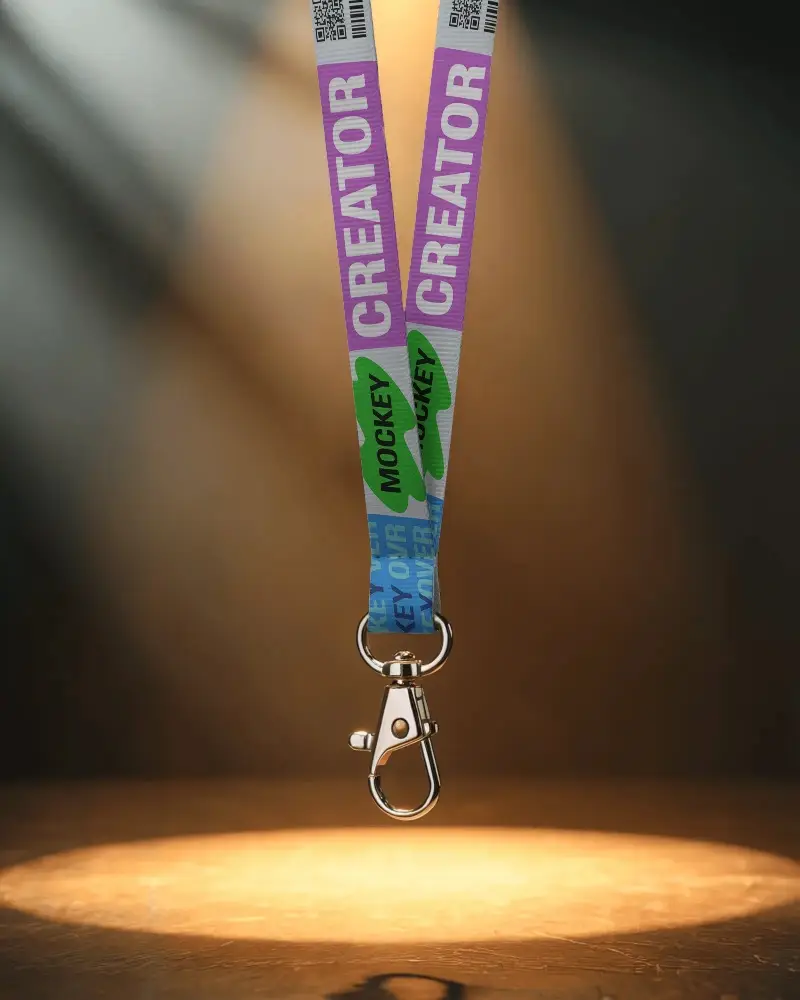 Premium Lanyard Mockup Neckstrap With Secure Metal Clip Ideal For Ids Keys And Badges