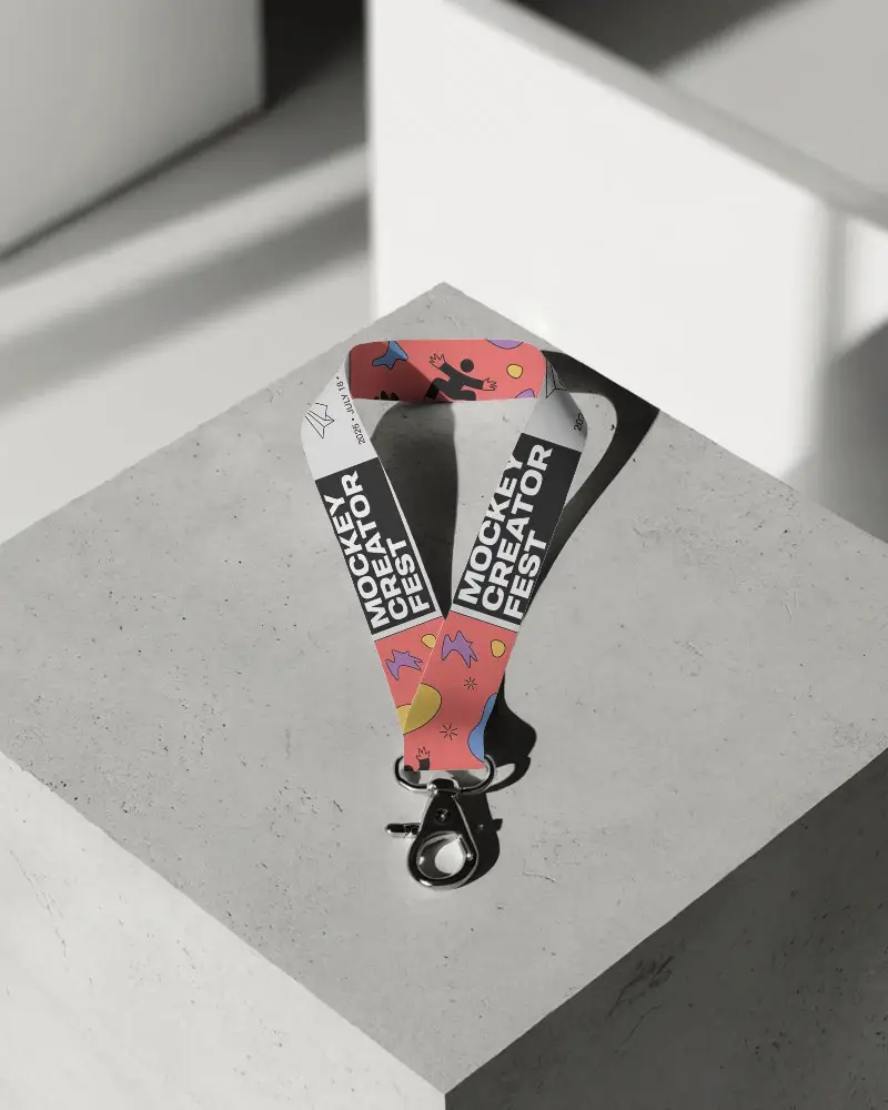 Sleek Minimalist Lanyard Mockup With Metal Clip For Conference Id Badges And Event Pass Holders