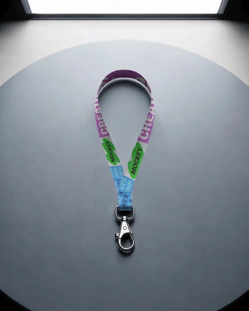 Customizable Lanyard Mockup With Detachable Clip Ideal For Id Badges Keys And Access Cards