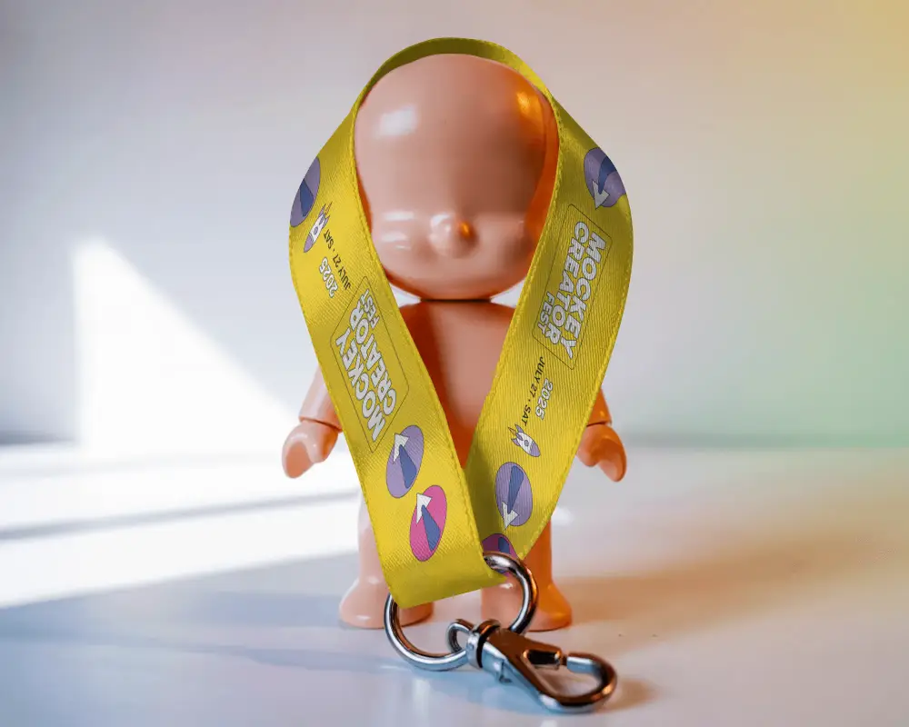 Sleek And Durable Satin Neck Lanyard Mockup With Strong Metal Hook For Keycard Or Id Holders