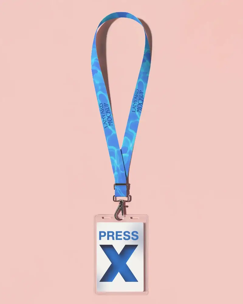 Customizable Lanyard Mockup With Clear Badge Holder For Office Events And Conference Identification