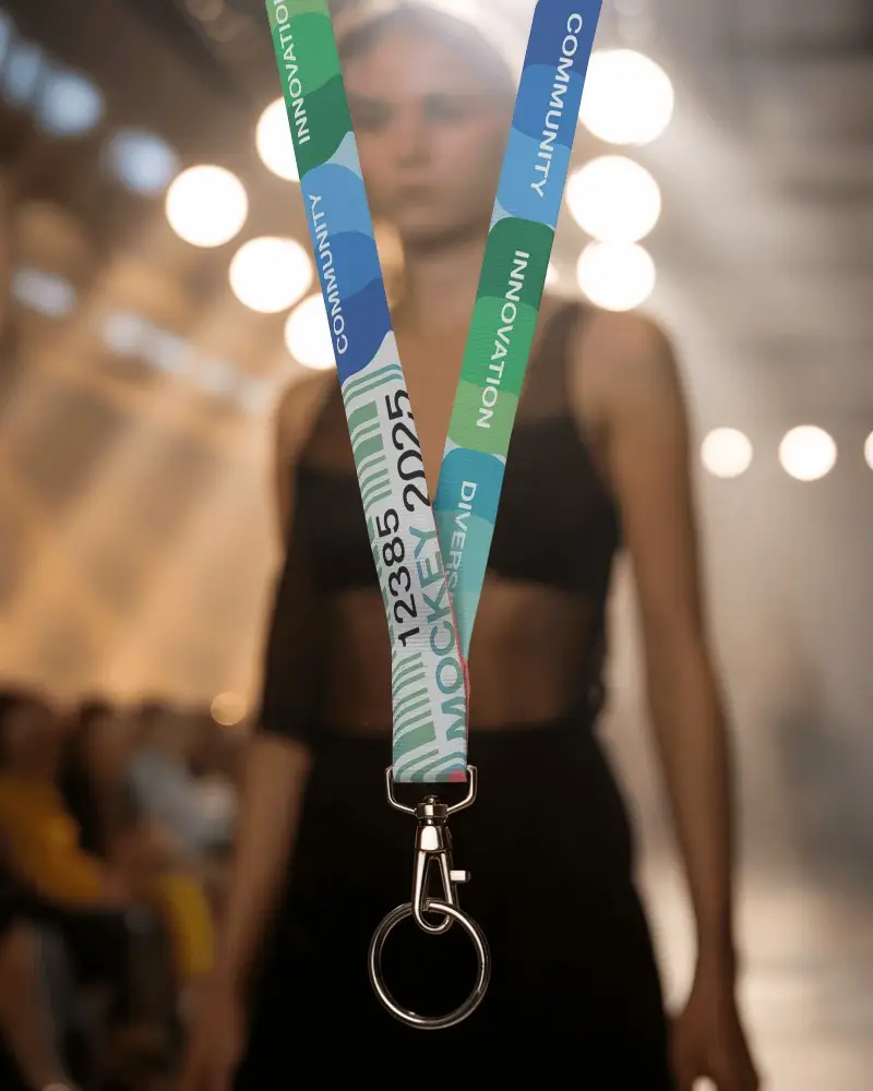 Customizable Lanyard Mockup With Swivel Clip Keyring For Personalized Brand Promotion