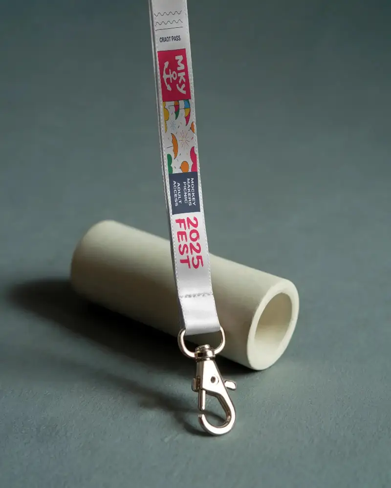 Sleek Minimalist Lanyard Mockup With Metal Clip For Secure Id Badge Holding And Easy Access