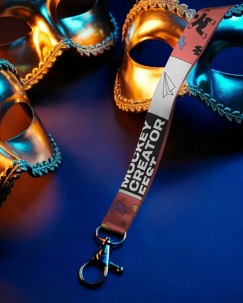 Premium Quality Lanyard Mockup With Metal Clip For Keys Badges And Id Cards Accessories