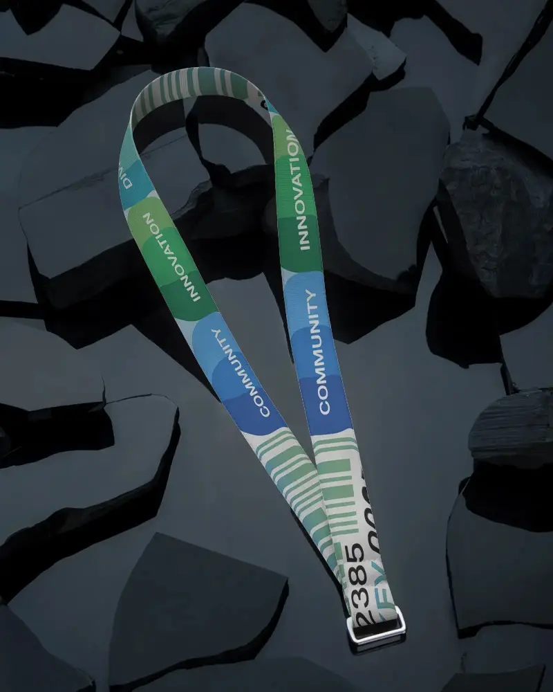 Professional Lanyard Mockup Featuring Simple Flat Design Metal Attachment For Promotional Products