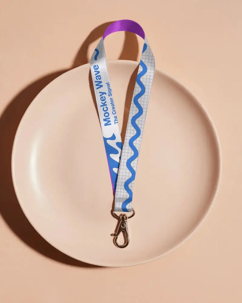 Premium Satin Lanyard Mockup Metal Clip Ideal For Office Badges And Event Pass Holders