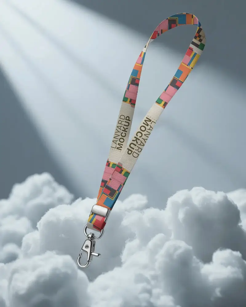 Customizable Lanyard Mockup With Metal Clip Ideal For Badge Holding And Promotional Purposes