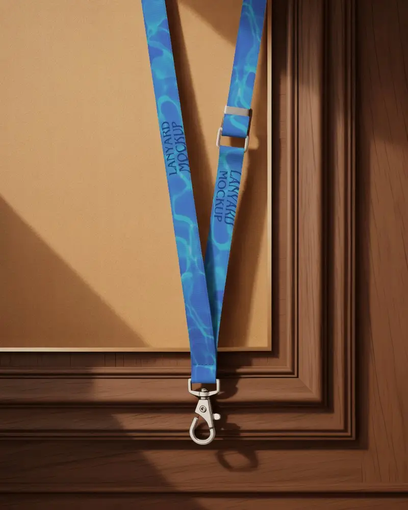 Customizable Lanyard Mockup With Metal Clip For Personalized Id Badge Display Design Use