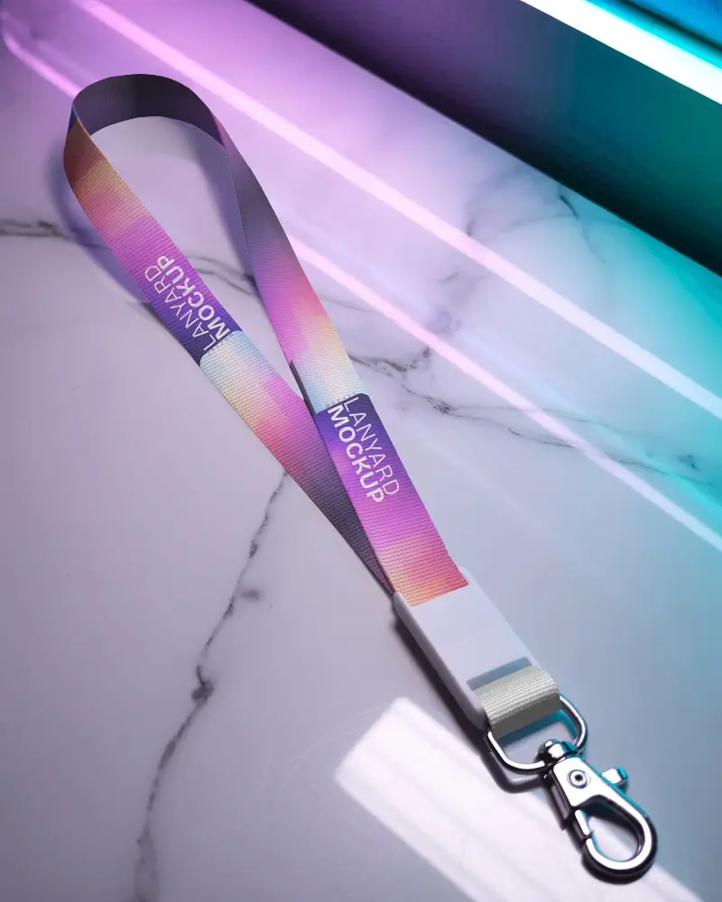 Premium Detachable Clip Lanyard Mockup With Adjustable Length For Easy Access And Comfortable Wear