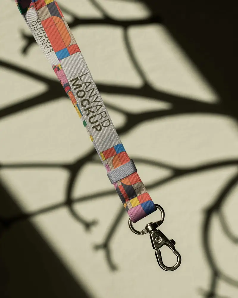 Sleek Minimalist Lanyard Mockup With Secure Swivel Hook Strong Weave Perfect For Conference Use