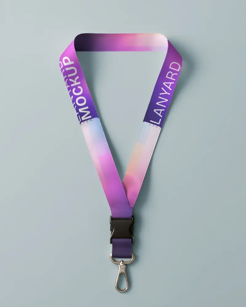 High Resolution Lanyard Mockup Front Display On Soft Toned Background With Hook Clip