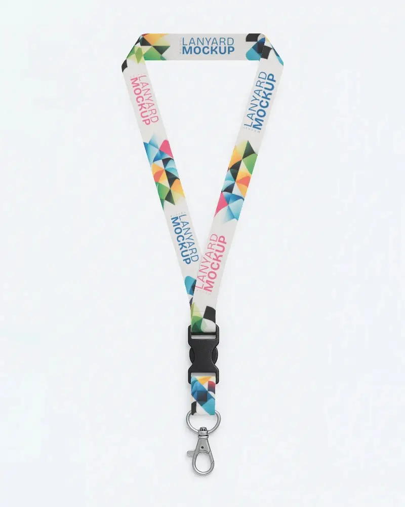 Customizable Lanyard Mockup With Plastic Clip And Metal Hook Ideal For Id Cards Key Holders