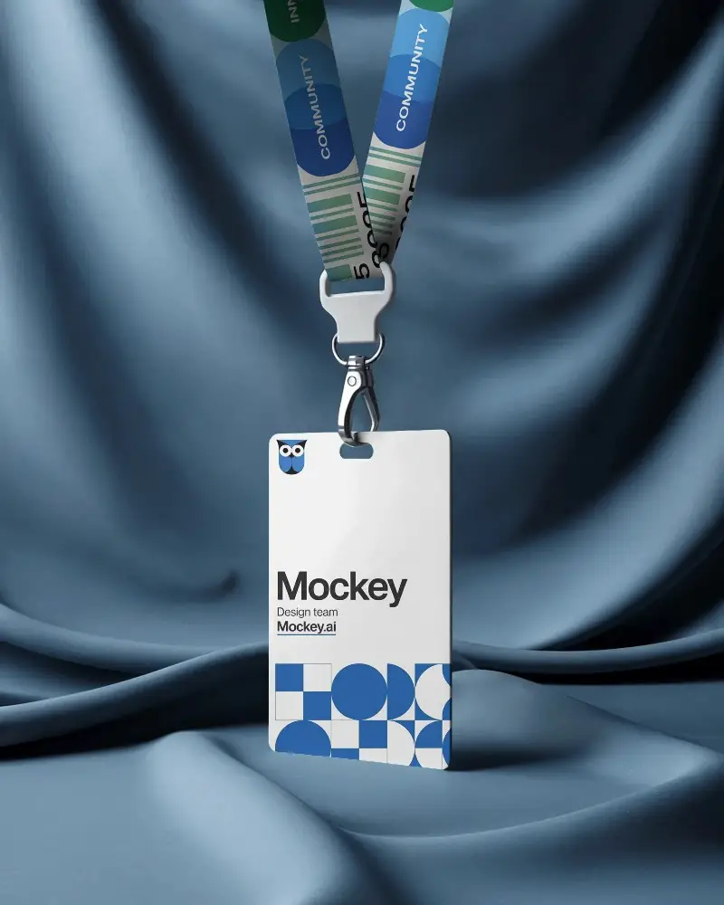 Realistic Identity Badge Lanyard Mockup For Promotional And Marketing Purposes