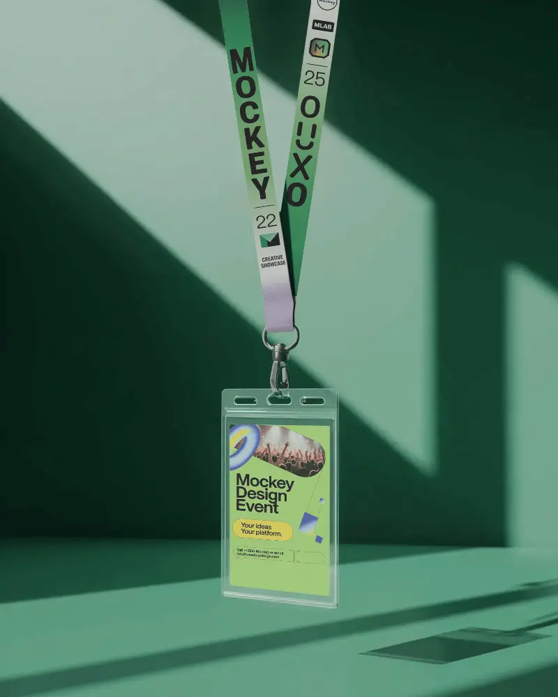 Minimalistic Clear Id Card Lanyard Mockup For Professional Workplace And Event Usage