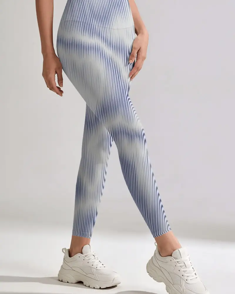 Cross Leg Womens Leggings Mockup With High Rise Waistband And Relaxed Standing Studio Pose