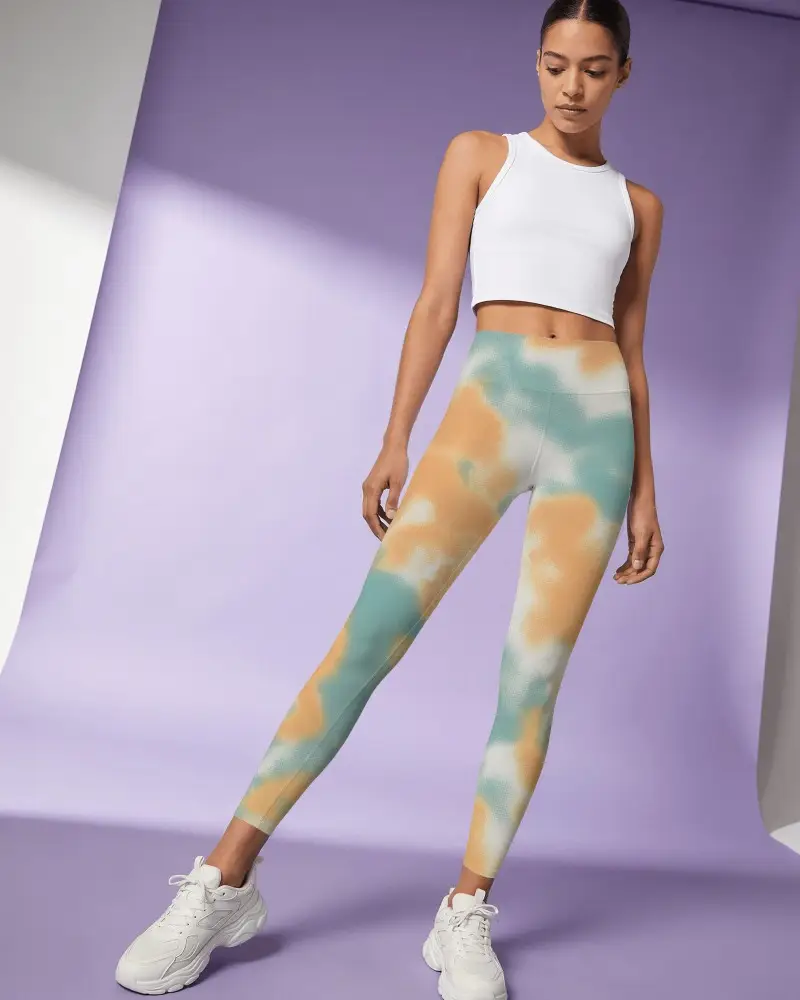 Full Body Womens Leggings Mockup With Female Model In Relaxed Stance And Minimal Studio