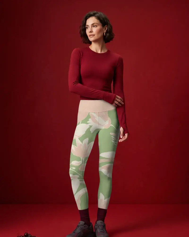 High Waisted Athletic Leggings Mockup For Women Seamless Fitness Yoga Runner Wear Comfort
