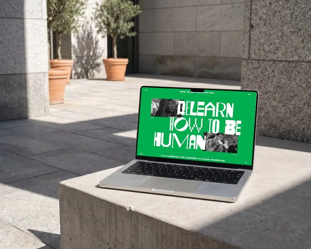 Sleek Modern Macbook Pro M2 Mockup On Concrete Surface With External Urban Background