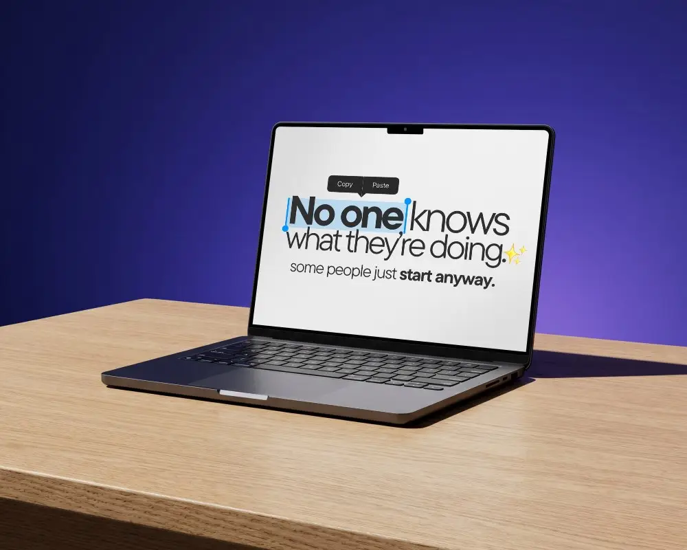 High Quality Macbook Pro M2 Mockup Showcasing Keyboard Screen On Clean Wood Table With Gradient Wall